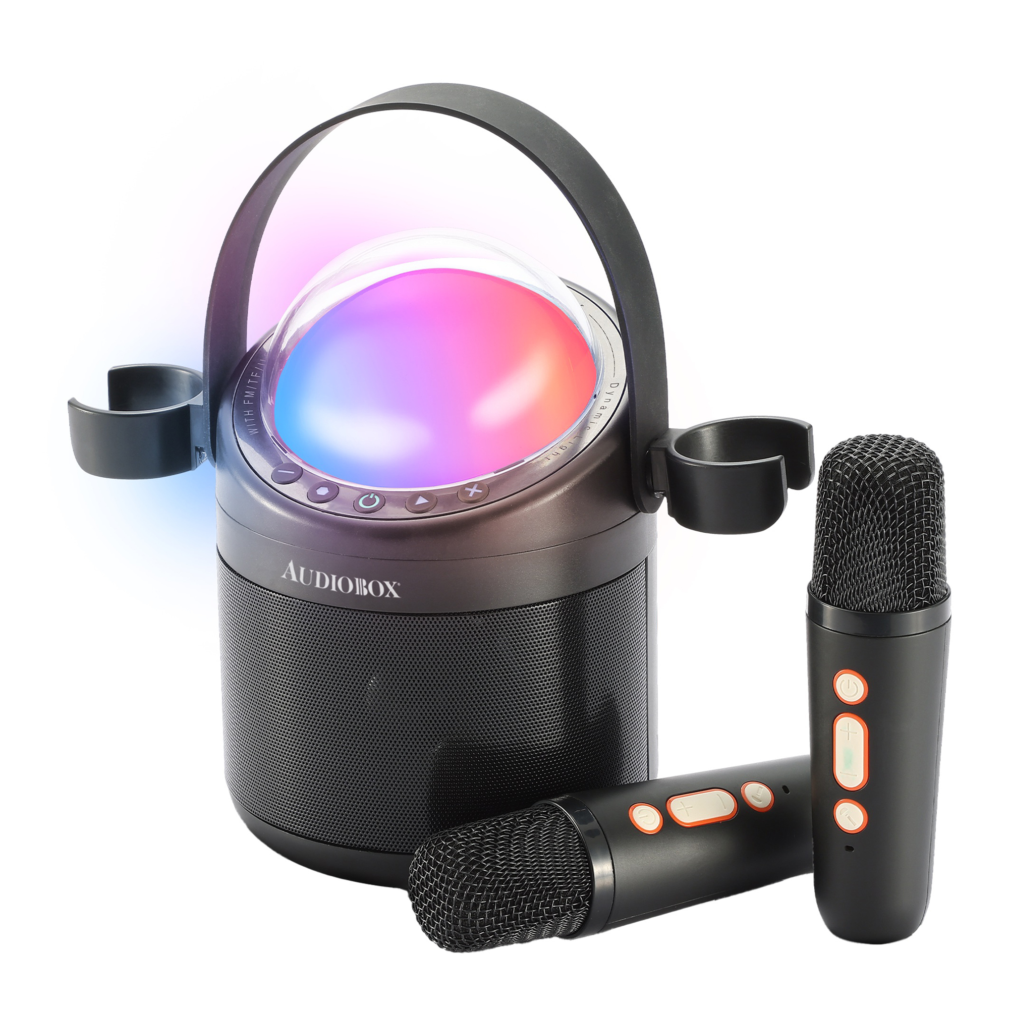 Audiobox Party Light Master Portable Bluetooth Karaoke Speaker — Built-In Lights, 2 Wireless Microphones, Model# ABK-500